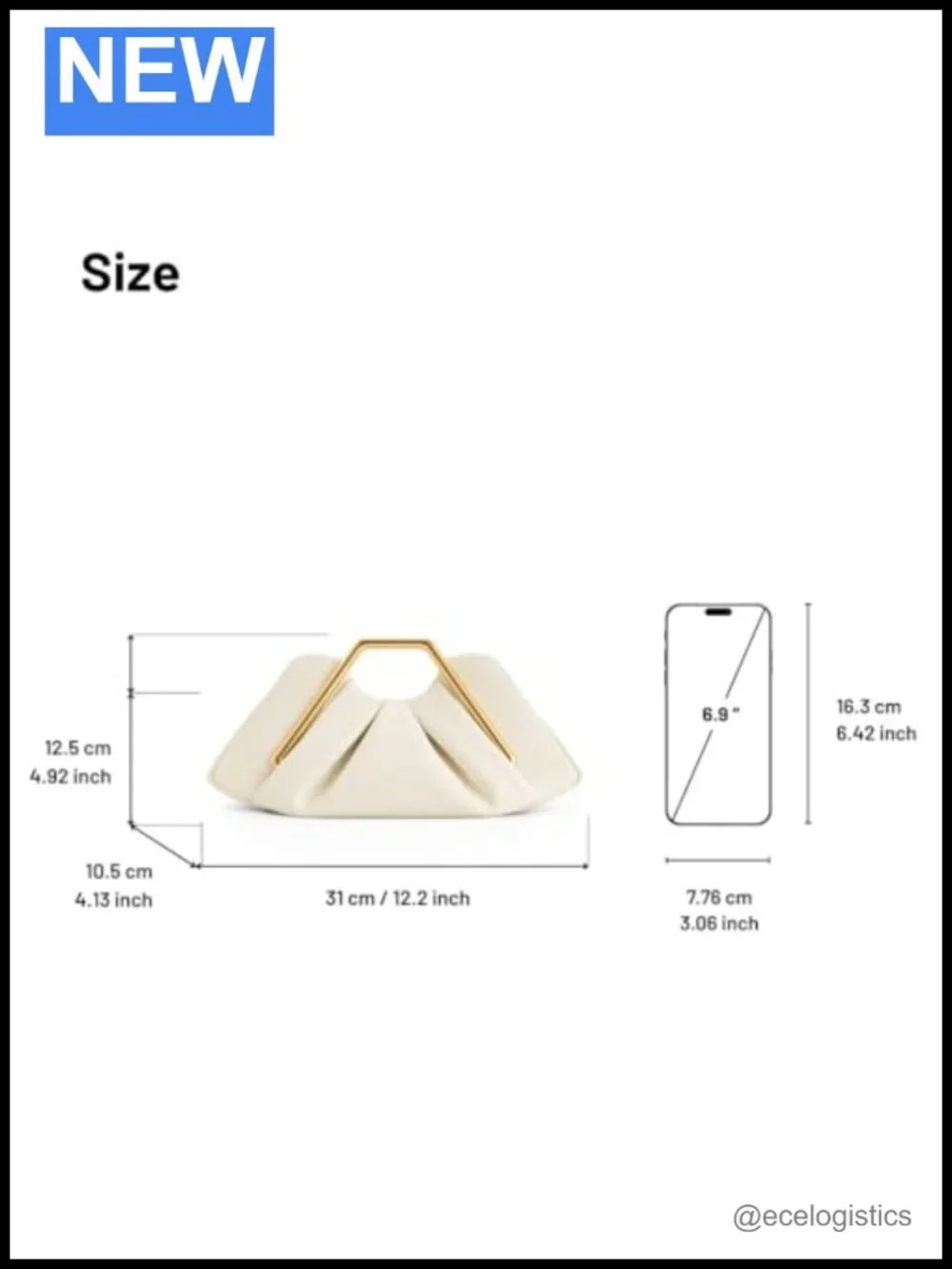 Vegan Leather Gold Frame Clutch Fits iPhone Pro Max Wristlet